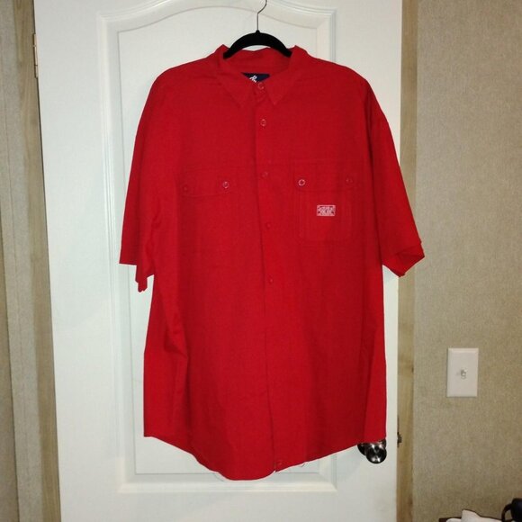 Men's red Sz 3X short sleeve Rocaware Classic button up shirt. - Picture 2 of 5